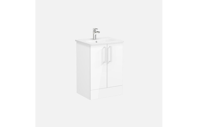 VitrA Zentrum 60cm 2 Drawer F/S Washbasin Unit - High Gloss White
