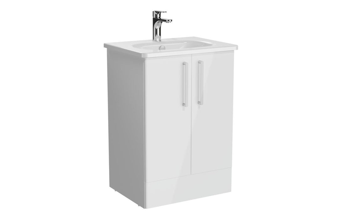 VitrA Zentrum 60cm 2 Drawer F/S Washbasin Unit - High Gloss White