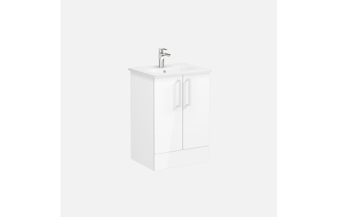 VitrA Zentrum 60cm 2 Drawer F/S Washbasin Unit - High Gloss White