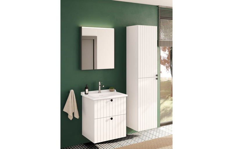VitrA Root Groove 40cm 2 Door Tall Unit (LH Hinge) - Matt White