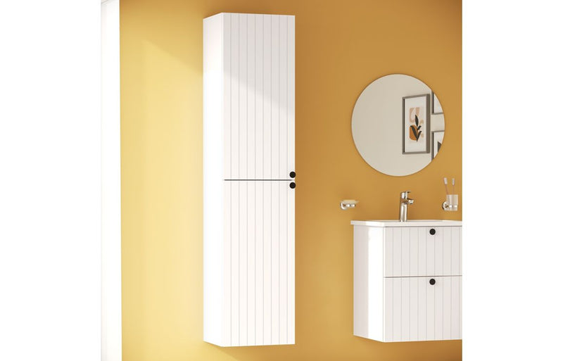 VitrA Root Groove 40cm 2 Door Tall Unit (LH Hinge) - Matt White