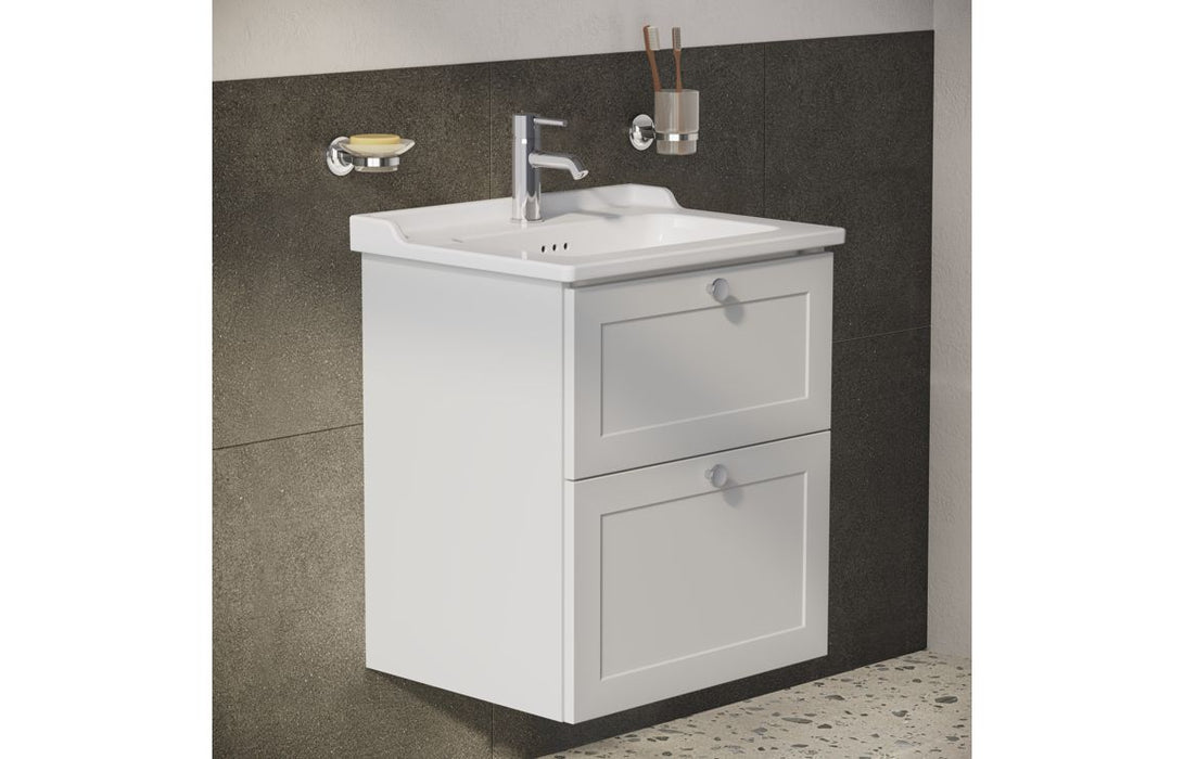 VitrA Root Classic 60cm 2 Drawer Washbasin Unit - Matt Light Grey