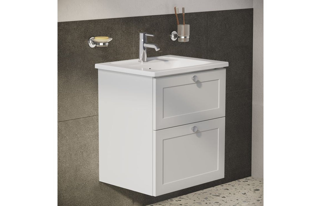 VitrA Root Classic 60cm 2 Drawer Washbasin Unit - Matt Light Grey