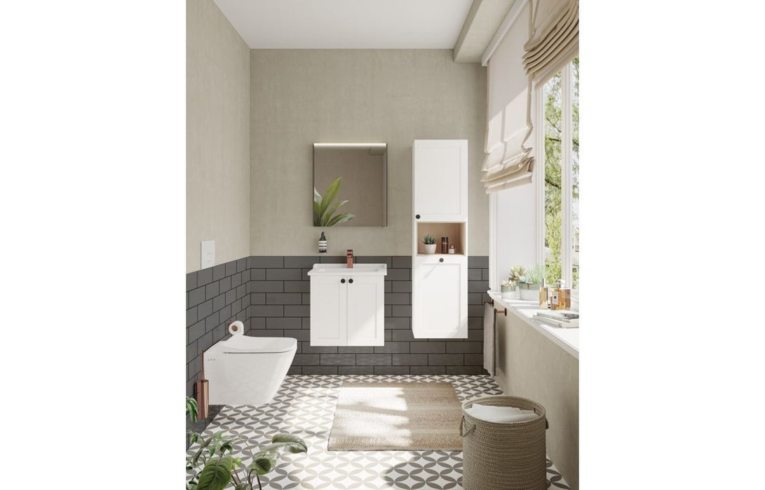 VitrA Root Classic 60cm 2 Door Wall Hung Washbasin Unit - Matt White