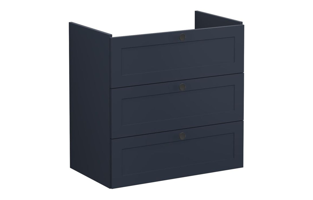 VitrA Root Classic 80cm 3 Drawer Washbasin Unit - Matt Dark Blue