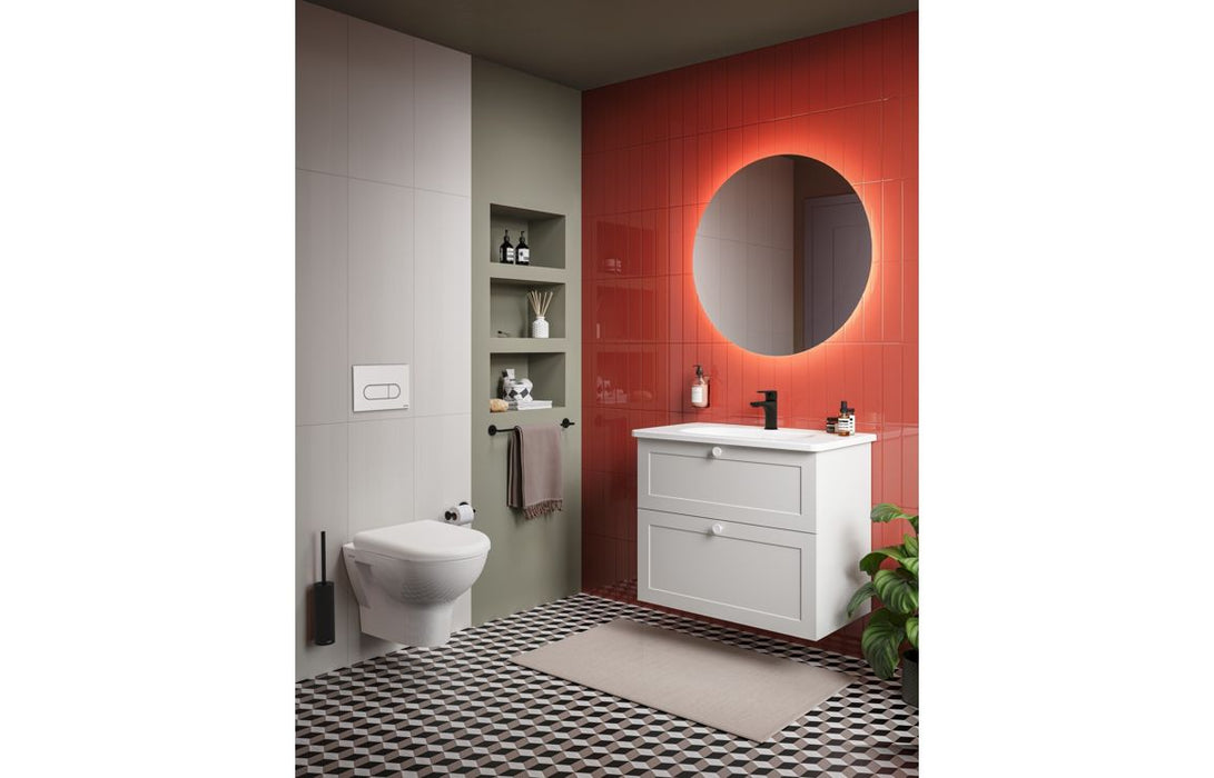 VitrA Root Classic 80cm 2 Drawer Slim Washbasin Unit - Matt Light Grey