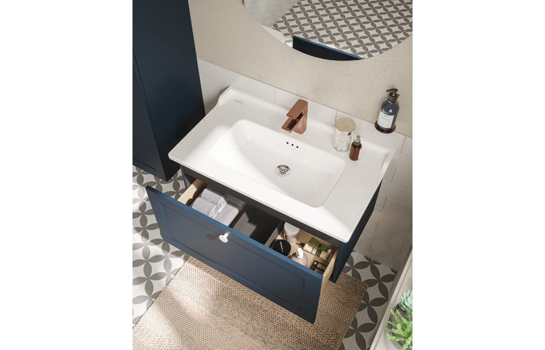 VitrA Root Classic 80cm 1 Drawer Washbasin Unit - Matt Dark Blue