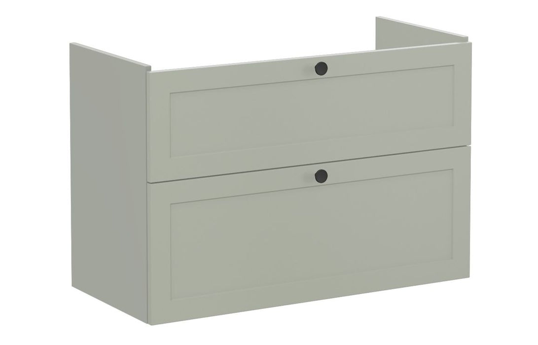 VitrA Root Classic 100cm 2 Drawer Washbasin Unit - Matt Retro Green
