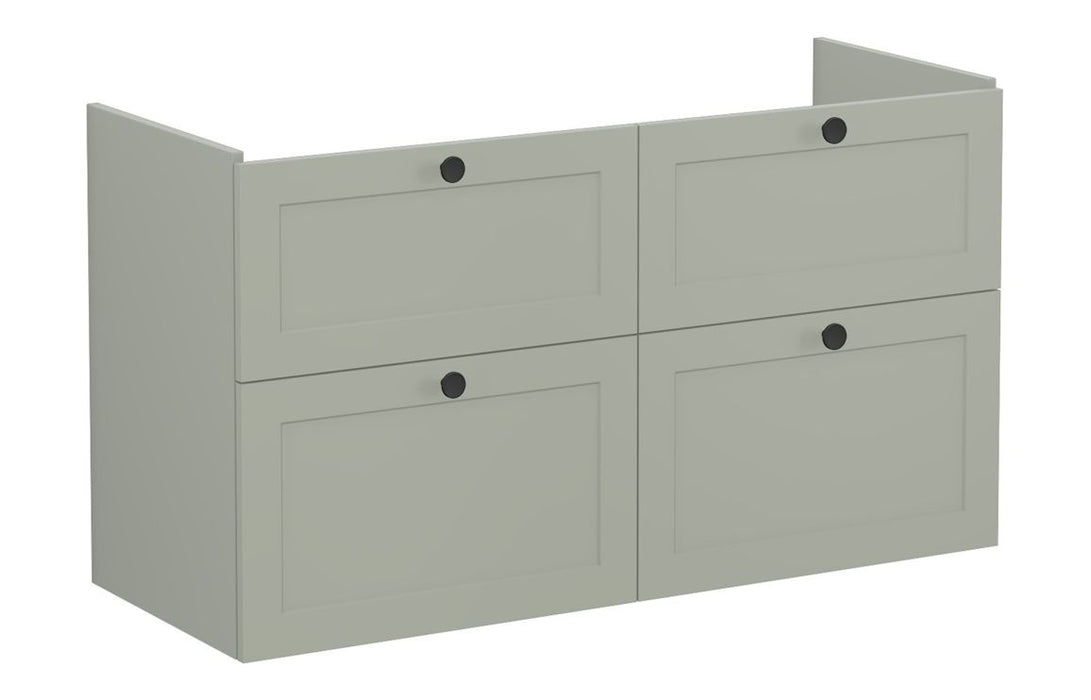 VitrA Root Classic 120cm 4 Drawer Washbasin Unit - Matt Retro Green