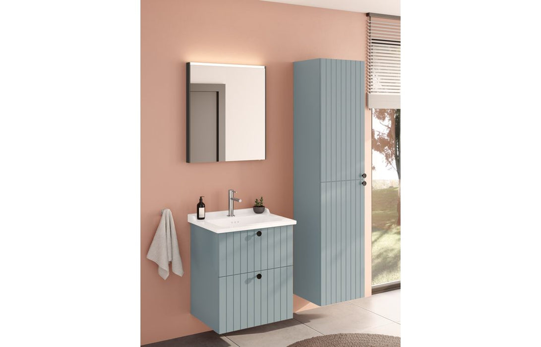 VitrA Root Groove 40cm 2 Door Tall Unit (LH Hinge) - Matt Fjord Green