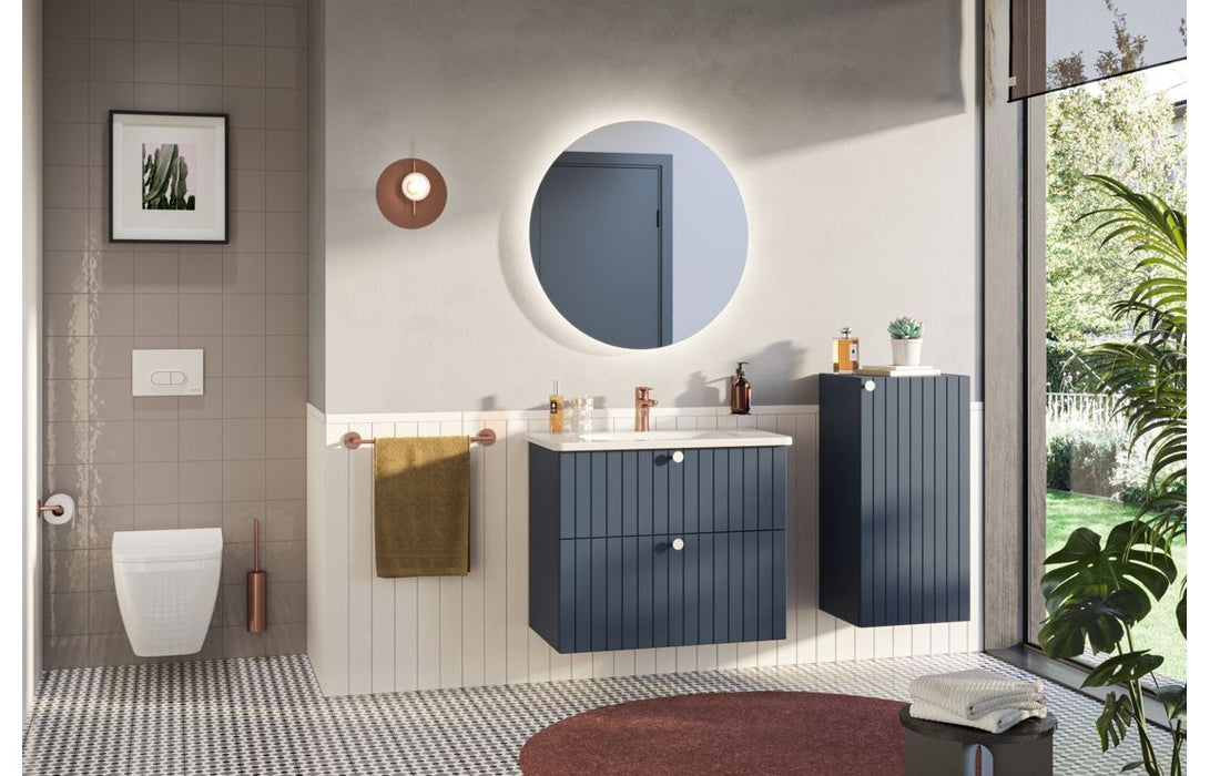 VitrA Root Groove 60cm 2 Drawer Washbasin Unit - Matt Dark Blue
