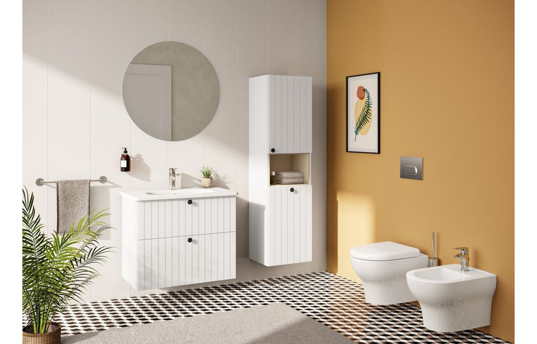 VitrA Root Groove 80cm 2 Drawer Washbasin Unit - Matt White