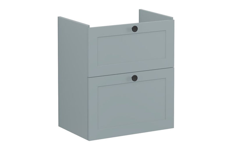 VitrA Root Classic 60cm 2 Drawer Slim Washbasin Unit - Matt Fjord Green