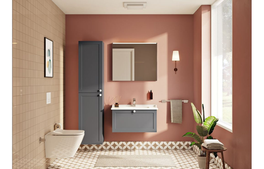 VitrA Root Classic 40cm 2 Door Tall Unit (LH Hinge) - Matt Dark Blue