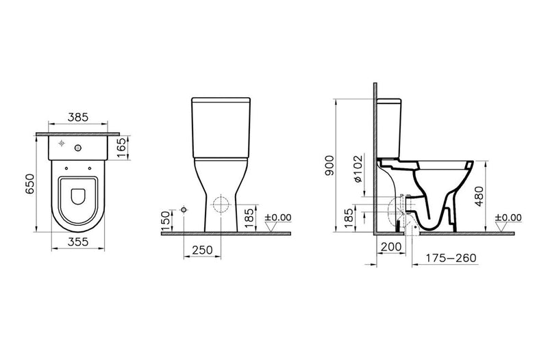 VitrA S50 Close Coupled Pan Only - White