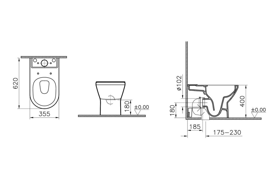VitrA Integra Rimless Fully Shrouded Close Coupled Pan Only - White