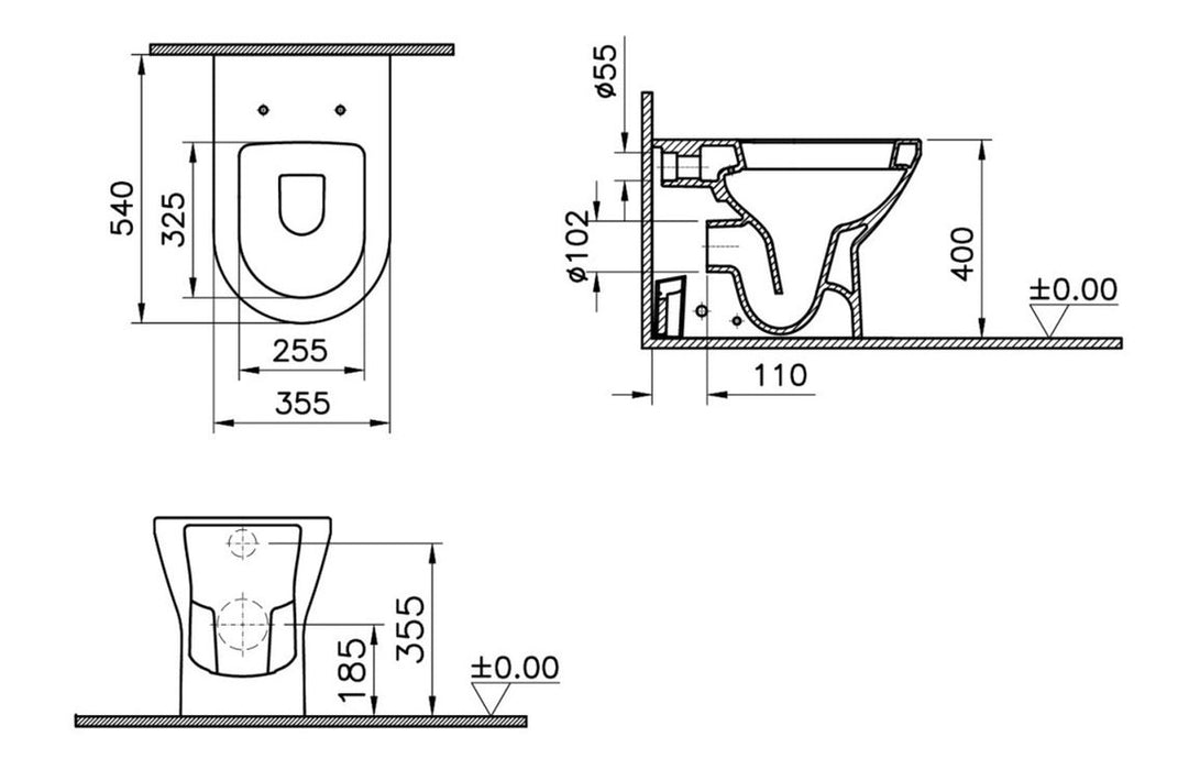 VitrA Integra Back to Wall Pan Only - White
