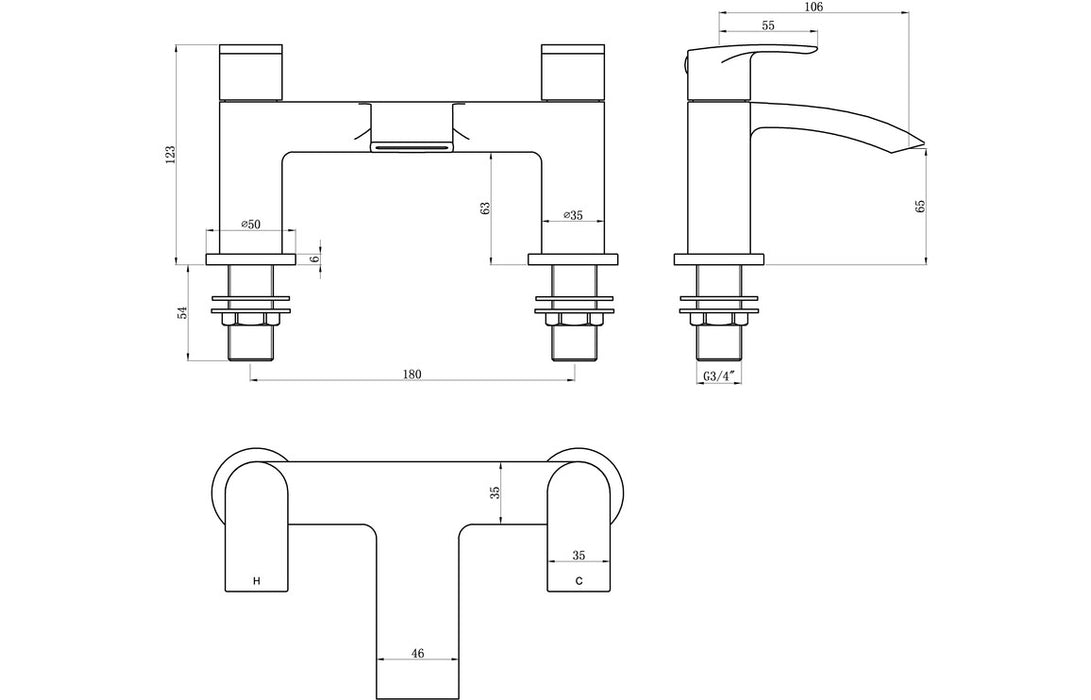 Vellano Bath Filler - Chrome