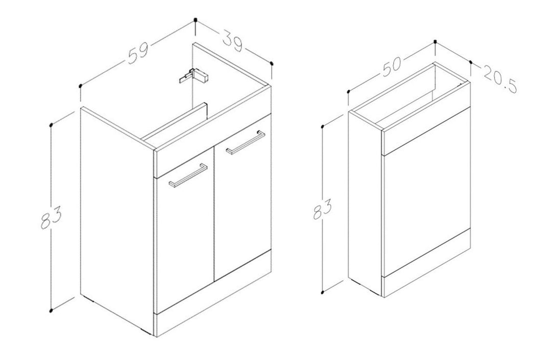 Verona 1100mm F/S L-Shape Pack & Basin - Anthracite Gloss