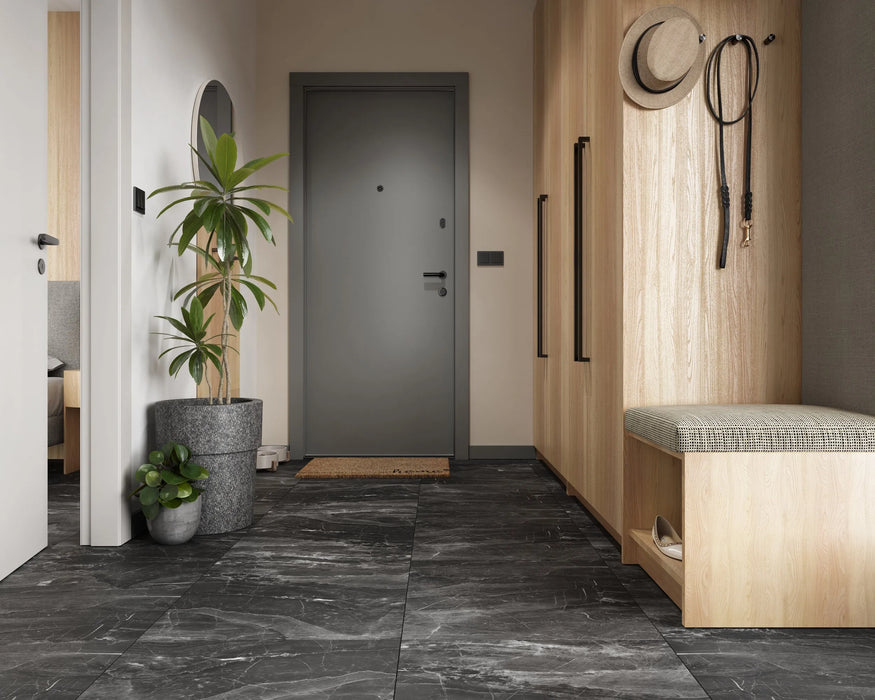 Vilo SPC Tile Flooring – Dark Stone