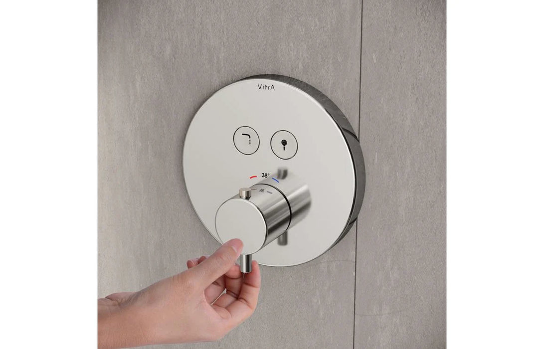 VitrA Aquacontrol Round Concealed Thermostatic 2-Way Bath Mixer - Chrome