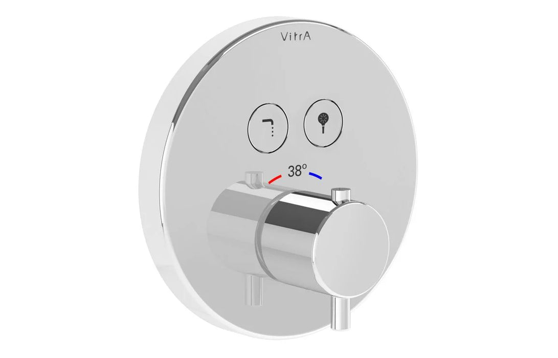 VitrA Aquacontrol Round Concealed Thermostatic 2-Way Bath Mixer - Chrome