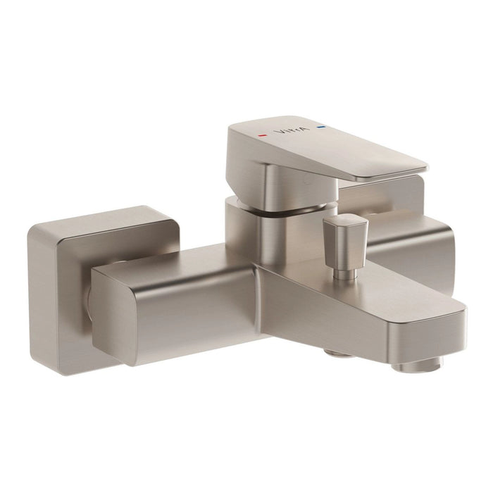 VitrA Root Square Wall Mounted Monohole Bath/Shower Mixer - Brushed Nickel