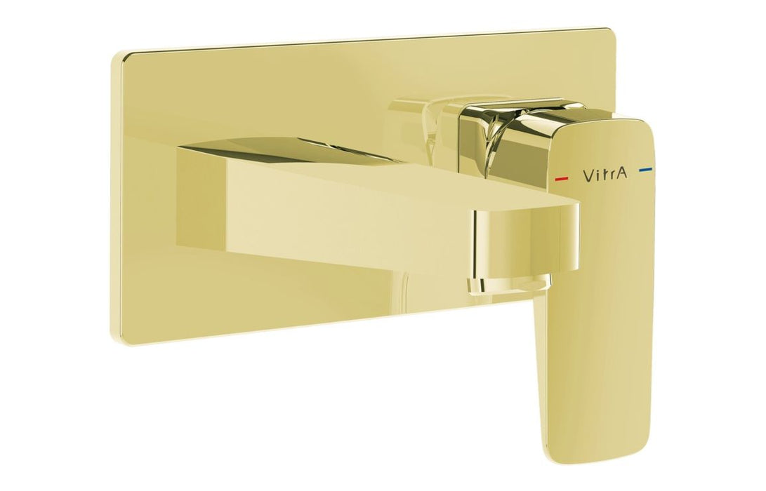 VitrA Root Square Wall Mounted Bath/Shower Mixer - Soft Gold