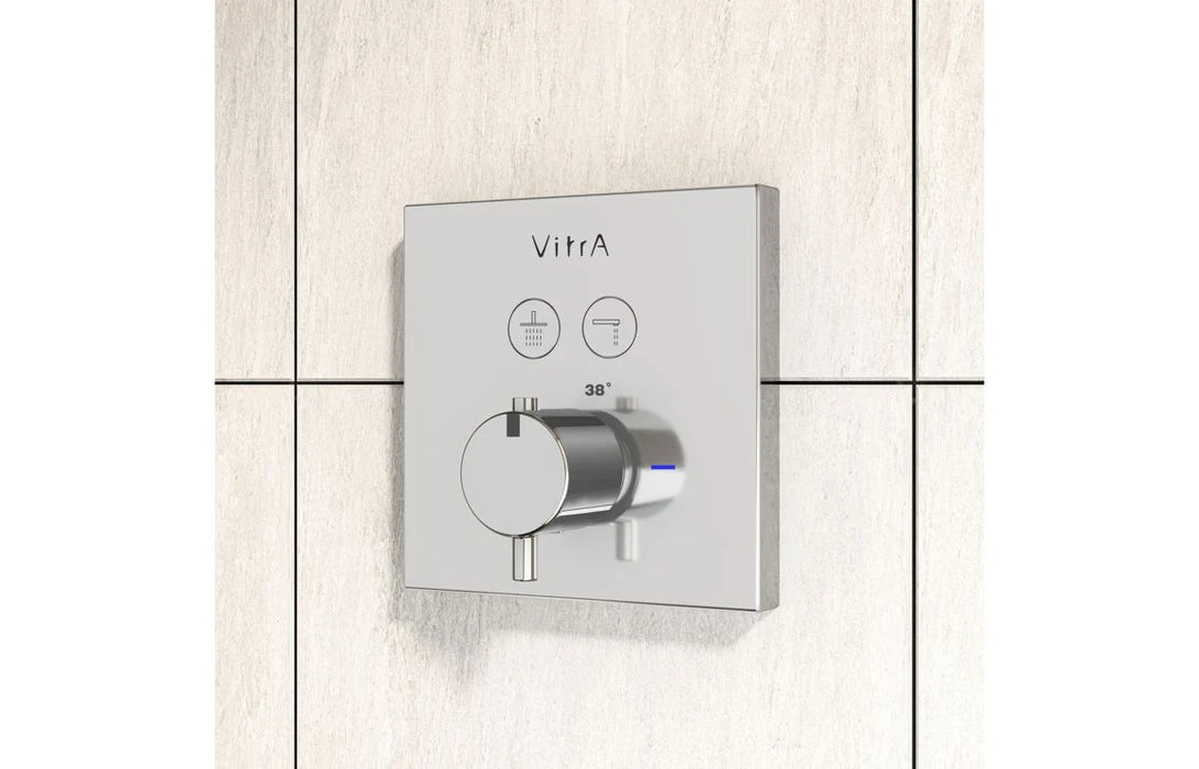 VitrA Aquacontrol Square Concealed Thermostatic 2-Way Bath Mixer - Chrome