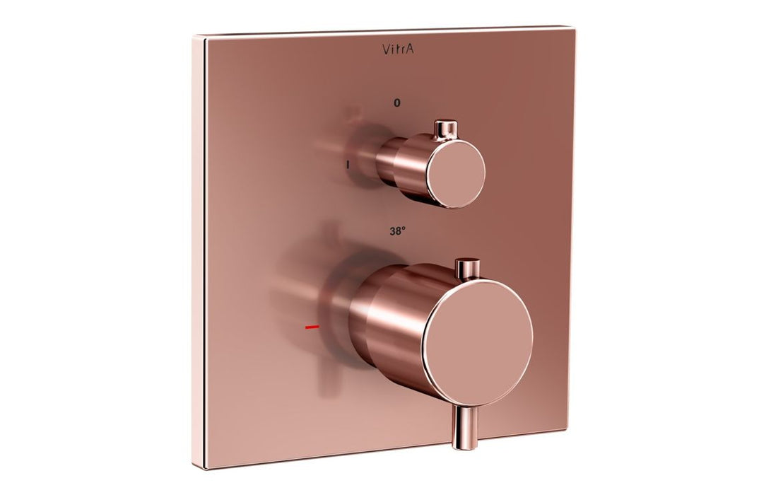 VitrA Root Square Integrated Thermostatic 2-Way Shower Mixer Valve - Soft Copper