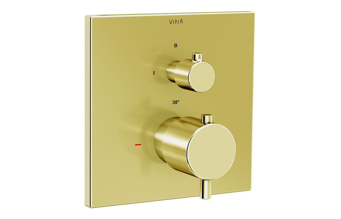 VitrA Root Square Integrated Thermostatic 2-Way Shower Mixer Valve - Soft Gold