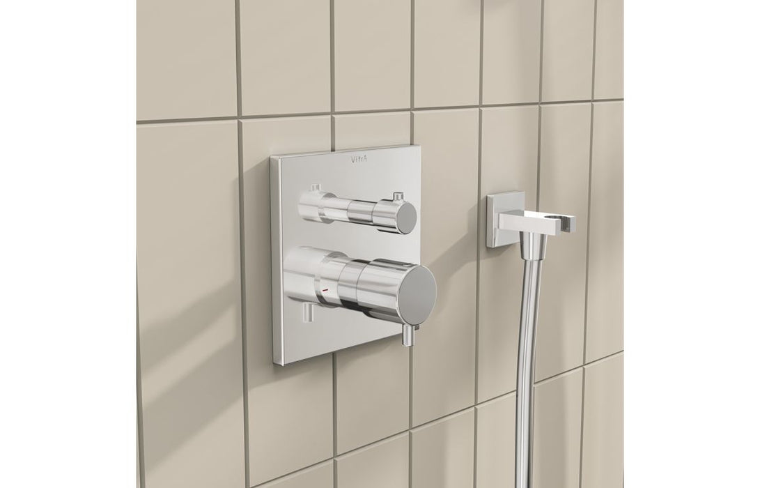 VitrA Root Square Integrated Thermostatic 2-Way Shower Mixer Valve - Chrome