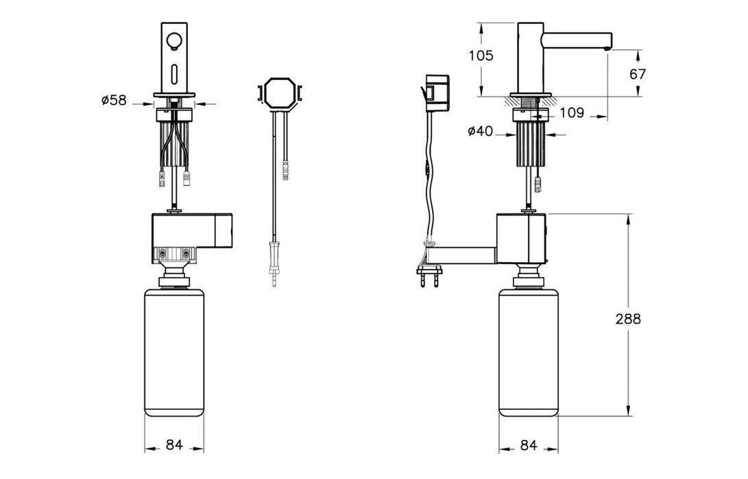 VitrA Origin Touch Free Short Soap Dispenser (Battery)