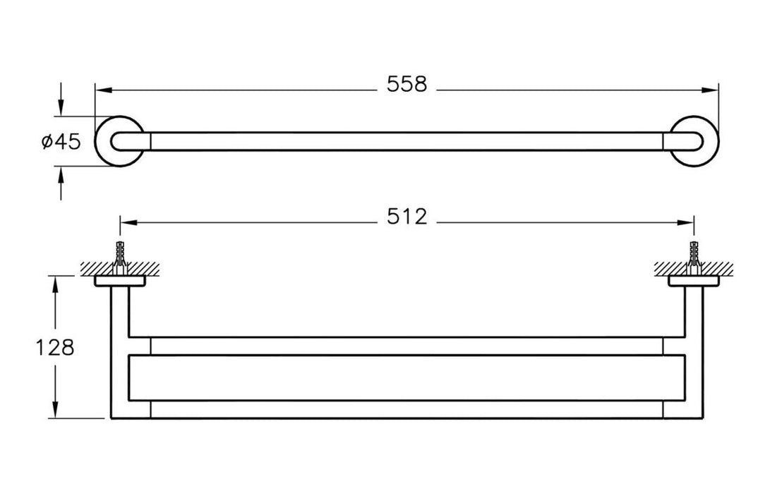 VitrA Minimax S Double Towel Rail - Chrome