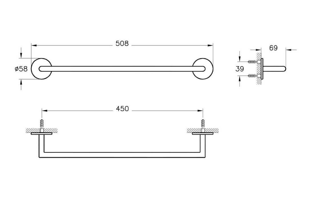 VitrA Origin 45cm Single Towel Rail