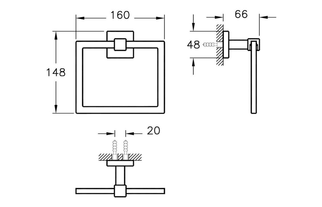 VitrA Q-Line Towel Ring - Chrome