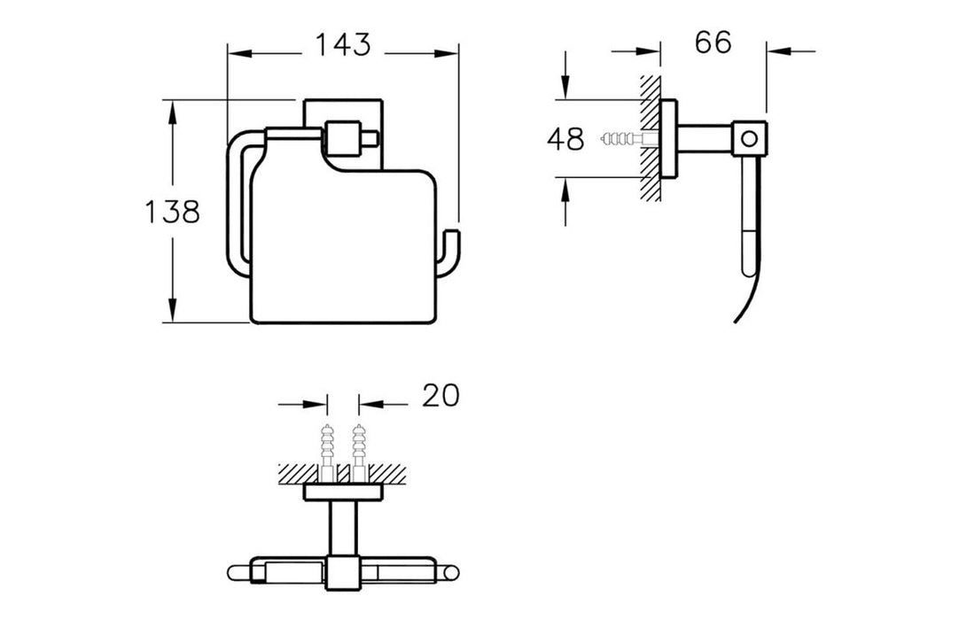 VitrA Q-Line Toilet Roll Holder w/Cover - Chrome