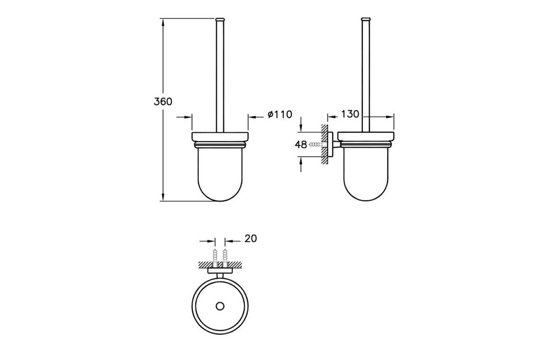 VitrA Q-Line WC Brush Holder - Chrome