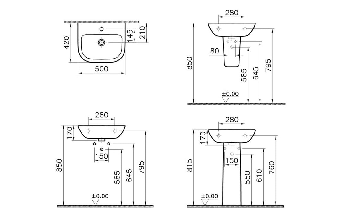 VitrA S20 500x415mm Basin Only - White