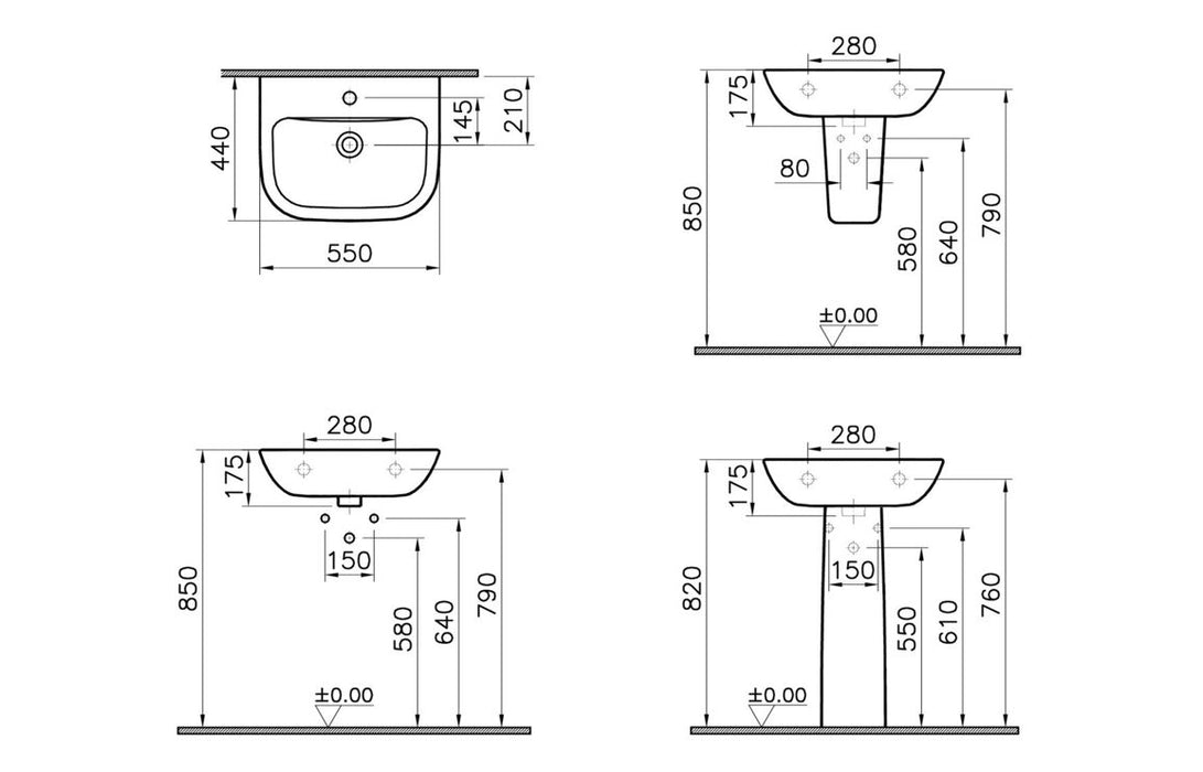 VitrA S20 550x440mm Basin Only - White