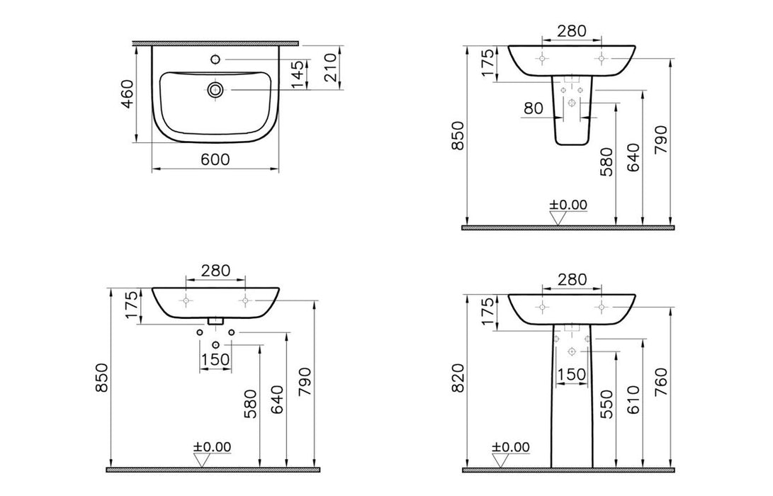 VitrA S20 595x455mm 1TH Basin Only - White