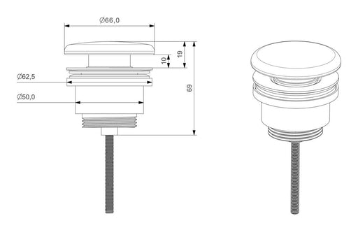 VitrA Universal Ceramic Waste (Push-Open) - White
