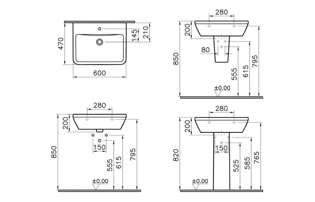 VitrA Integra 600x470mm 1TH Basin w/Overflow - White