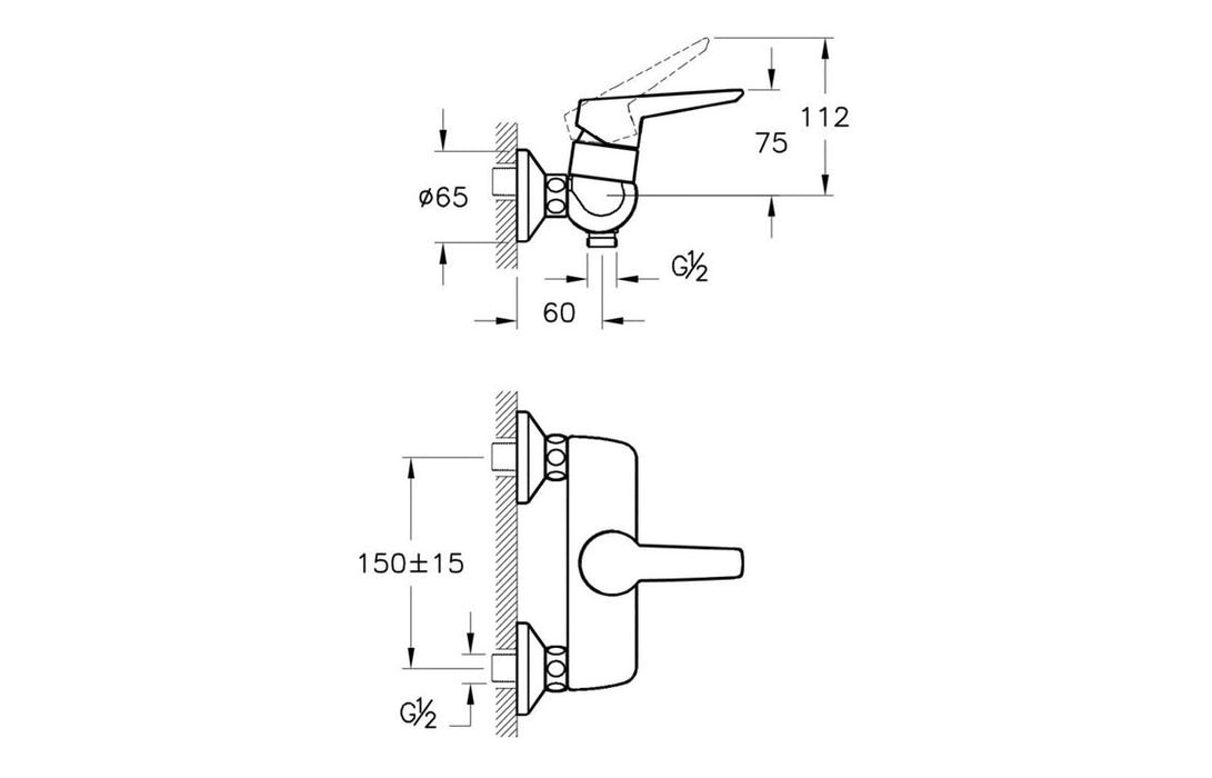 VitrA Solid S Wall Mounted Shower Mixer - Chrome