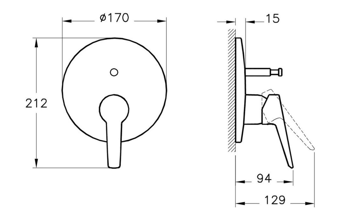 VitrA Solid S Integrated Bath/Shower Mixer - Chrome