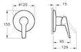 VitrA Solid S Wall Integrated Shower Mixer - Chrome
