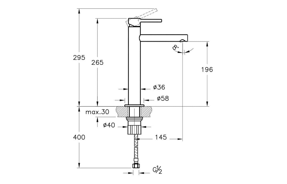 VitrA Origin Tall Basin Mixer - Matt Black