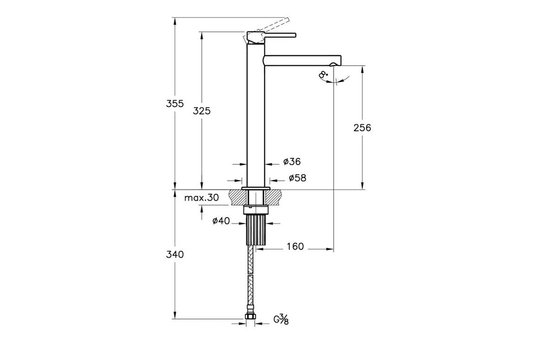 VitrA Origin Extra Tall Basin Mixer - Chrome