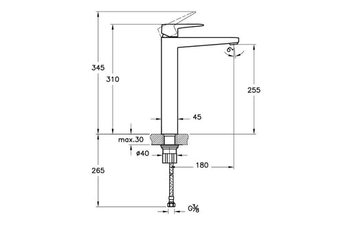 VitrA Root Square Tall Basin Mixer - Chrome