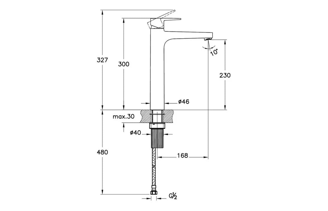 VitrA Flow Square Tall Basin Mixer - Chrome